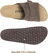 FITORY Mens Soft Footbed Sandals,Cork Slides with Adjustable Straps Size 7-13.5